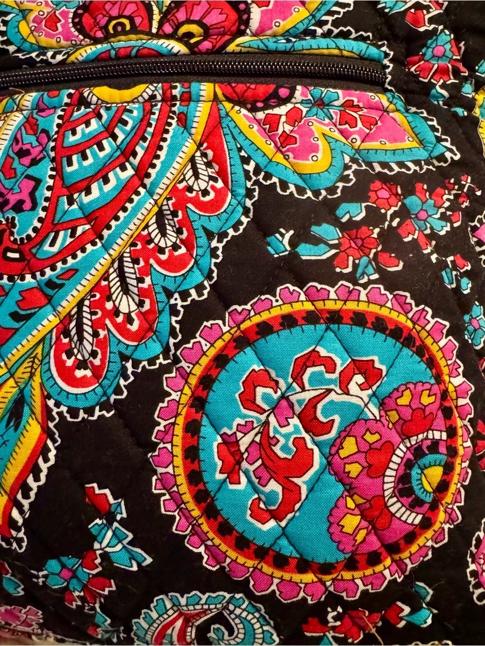 Vera Bradley Black Multi Paisley Quilted Crossbody Bag - Picture 2 of 6